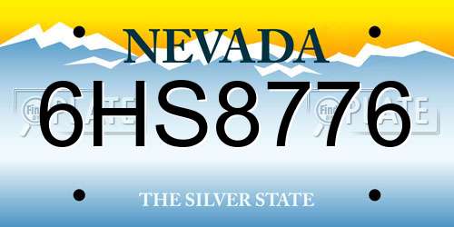 6HS8776 Nevada License Plate