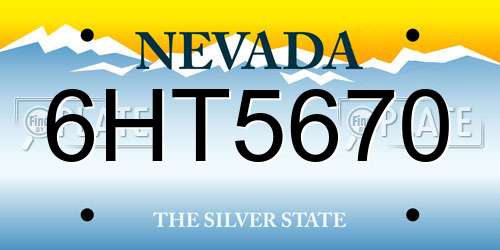 6HT5670 Nevada License Plate