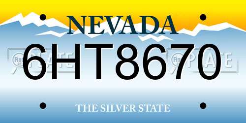 6HT8670 Nevada License Plate