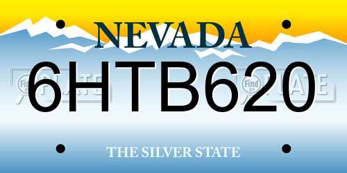 6HTB620 Nevada License Plate