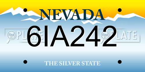 6IA242 Nevada License Plate