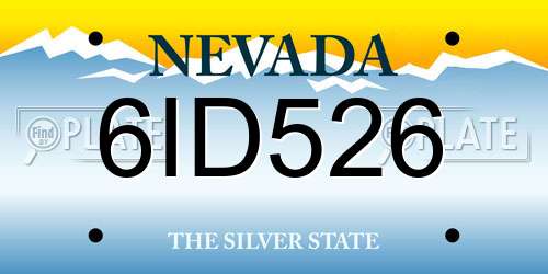 6ID526 Nevada License Plate