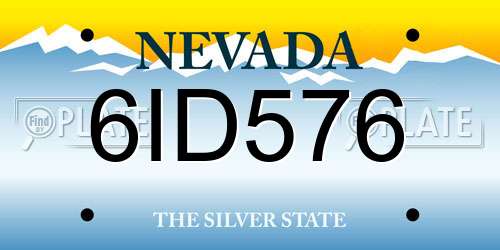 6ID576 Nevada License Plate