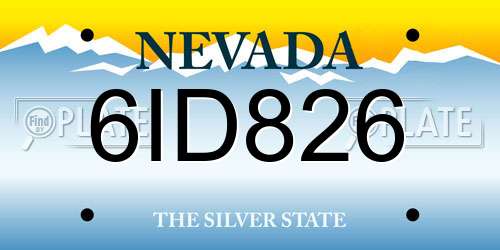 6ID826 Nevada License Plate