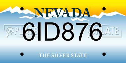 6ID876 Nevada License Plate