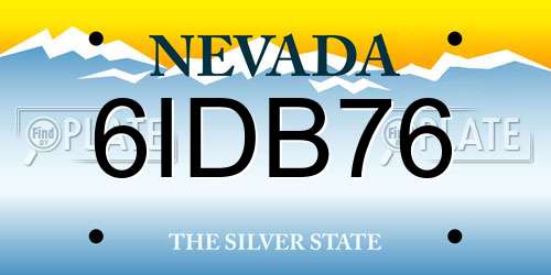 6IDB76 Nevada License Plate