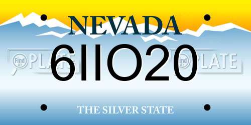 6IIO20 Nevada License Plate