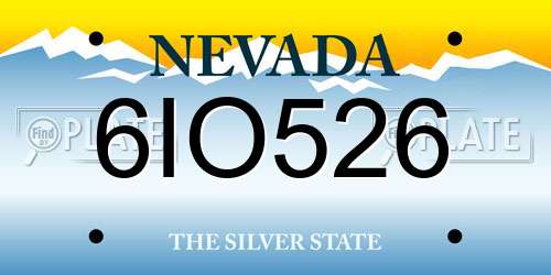 6IO526 Nevada License Plate
