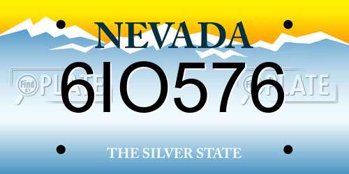 6IO576 Nevada License Plate