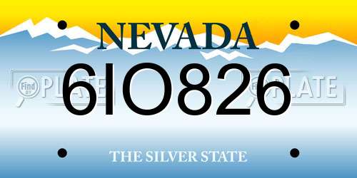 6IO826 Nevada License Plate