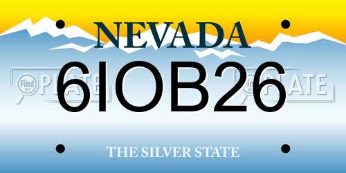 6IOB26 Nevada License Plate