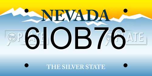 6IOB76 Nevada License Plate