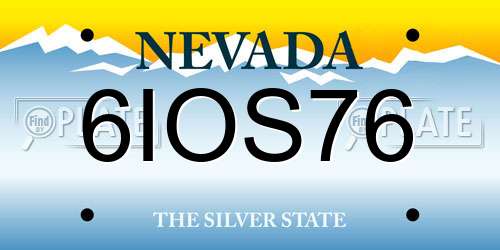 6IOS76 Nevada License Plate