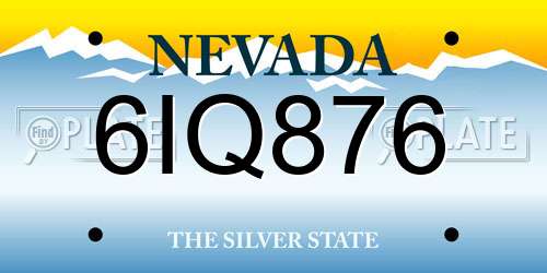 6IQ876 Nevada License Plate