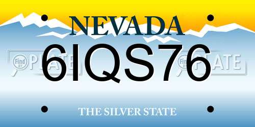 6IQS76 Nevada License Plate
