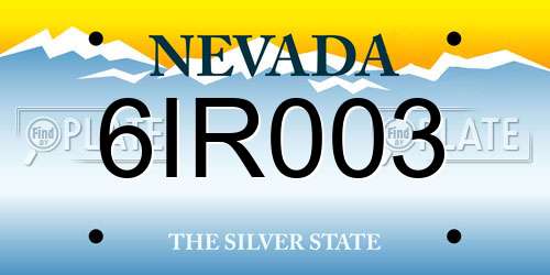 6IR003 Nevada License Plate
