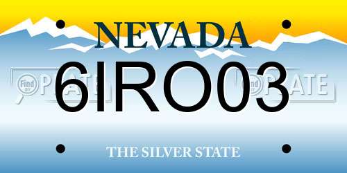 6IRO03 Nevada License Plate