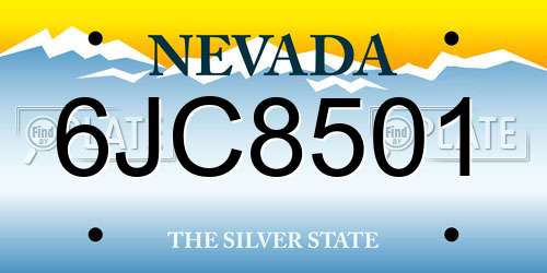6JC8501 Nevada License Plate