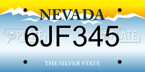 6JF345 Nevada License Plate