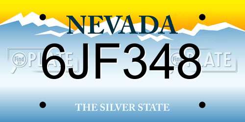 6JF348 Nevada License Plate