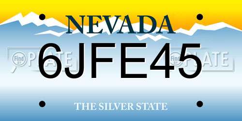 6JFE45 Nevada License Plate