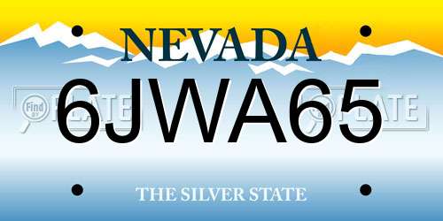 6JWA65 Nevada License Plate