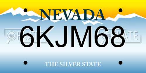 6KJM68 Nevada License Plate