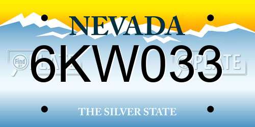 6KW033 Nevada License Plate