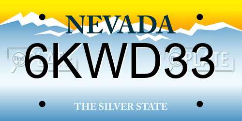 6KWD33 Nevada License Plate