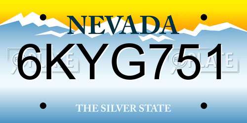 6KYG751 Nevada License Plate