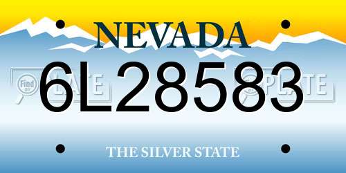 6L28583 Nevada License Plate