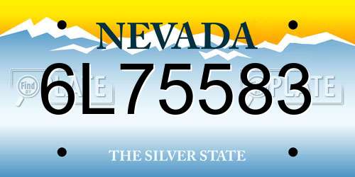 6L75583 Nevada License Plate