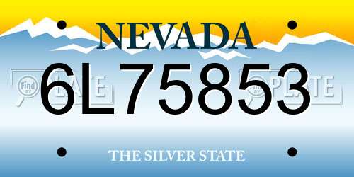 6L75853 Nevada License Plate