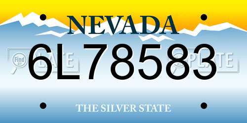 6L78583 Nevada License Plate