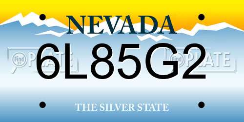 6L85G2 Nevada License Plate