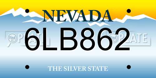6LB862 Nevada License Plate
