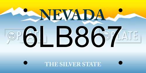 6LB867 Nevada License Plate