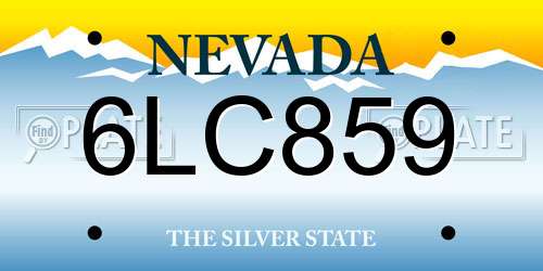 6LC859 Nevada License Plate