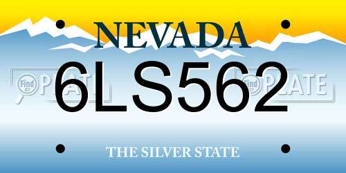 6LS562 Nevada License Plate