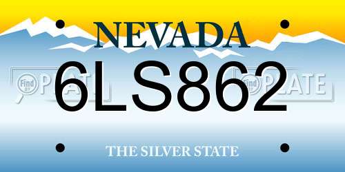 6LS862 Nevada License Plate
