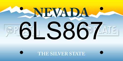 6LS867 Nevada License Plate