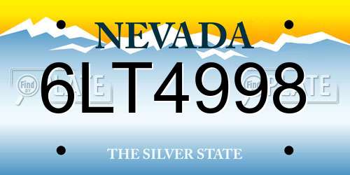 6LT4998 Nevada License Plate