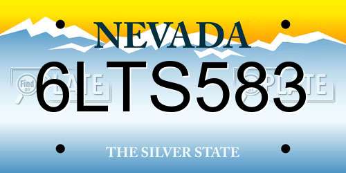 6LTS583 Nevada License Plate