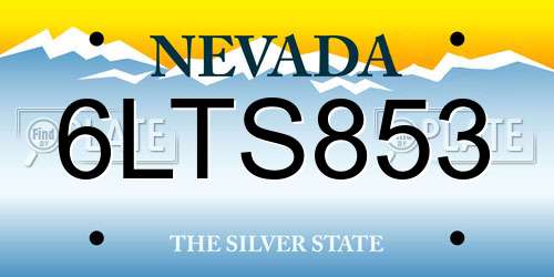6LTS853 Nevada License Plate