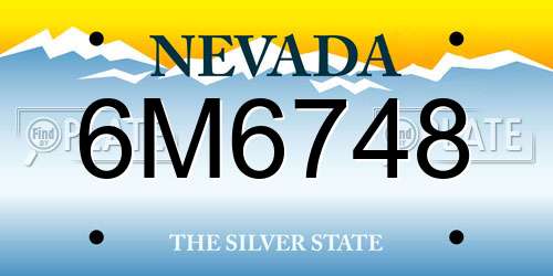 6M6748 Nevada License Plate