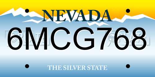 6MCG768 Nevada License Plate