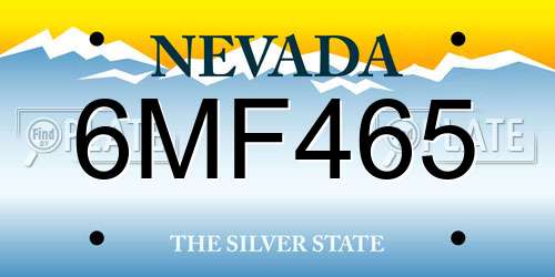 6MF465 Nevada License Plate