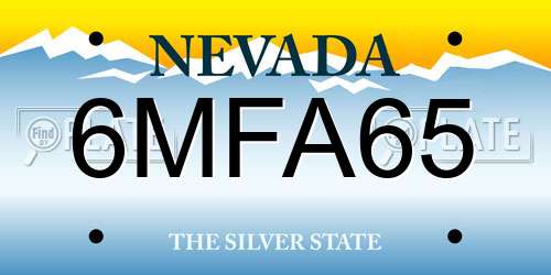 6MFA65 Nevada License Plate
