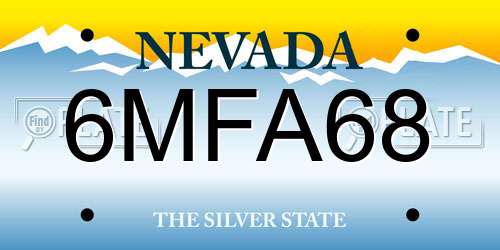 6MFA68 Nevada License Plate