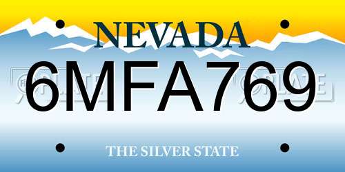 6MFA769 Nevada License Plate
